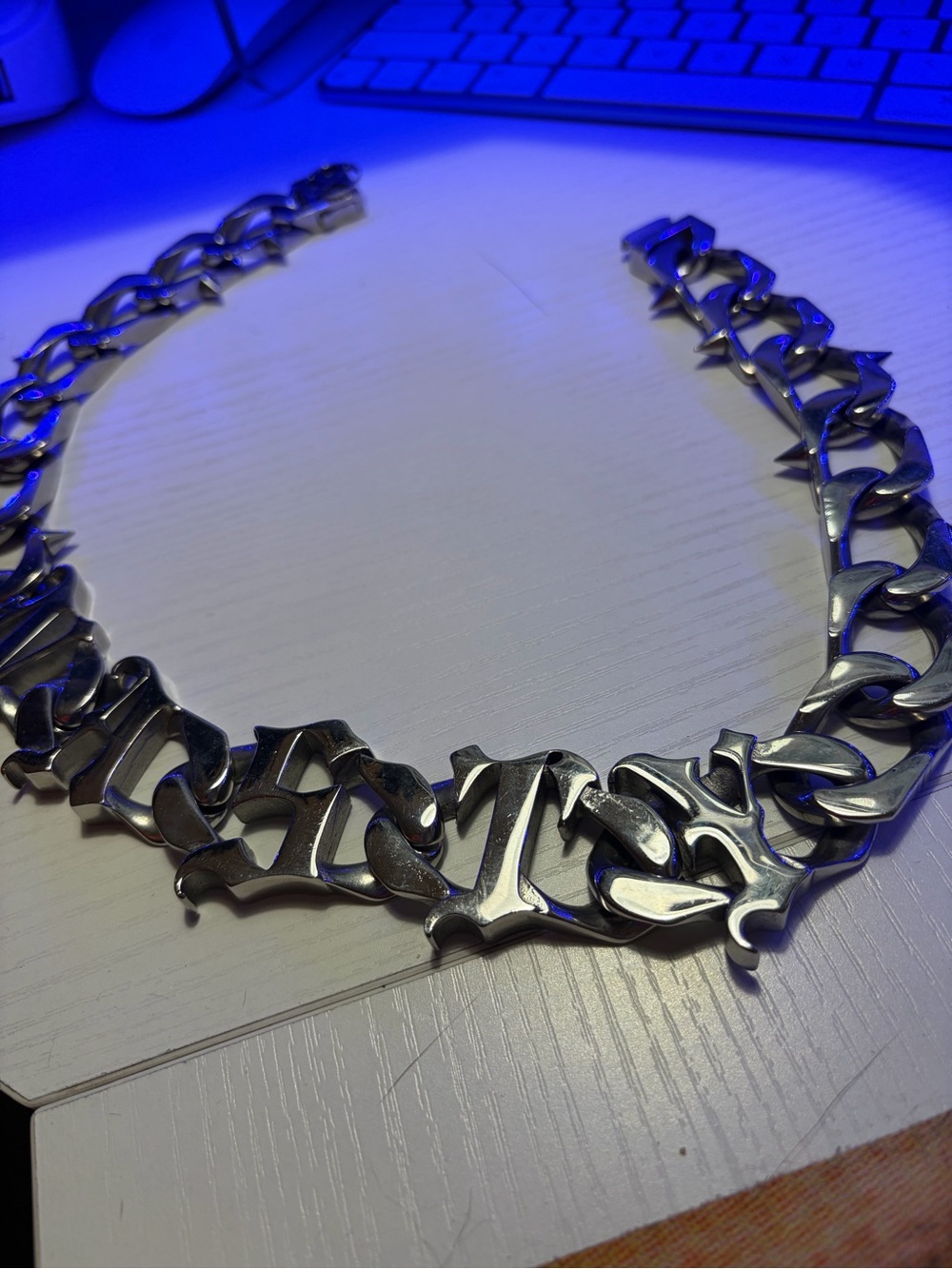 Vitaly Rico Nasty collab Chunky Silver-Tone Gothic Link Necklace “nasty”